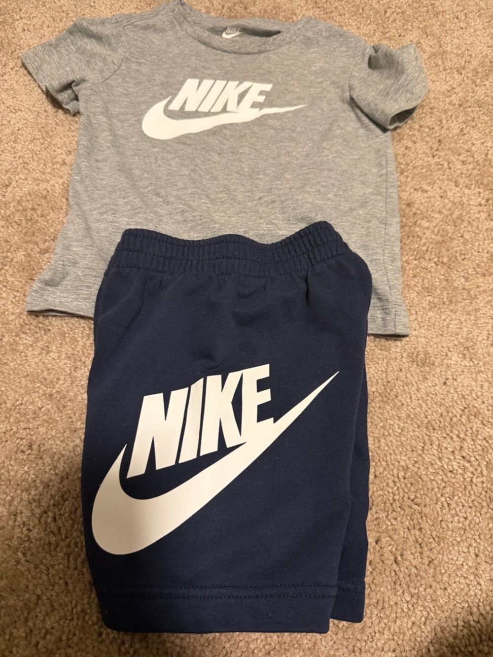 Nike Gray Logo Tee and Navy Shorts Kids Set